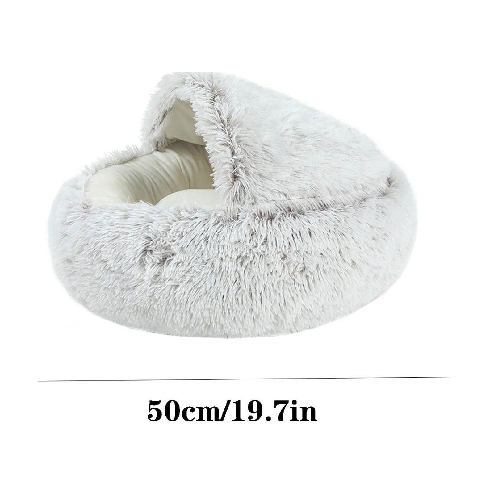 Round Soft Plush Fluffy Dog Bed - 15.75 Inch Small Dog Cave Bed Cat Bed, Pet Bed, Pet Sleeping Bed for Small Dogs & Cats, Washable Pet House Cave Bed for Indoor Kitty & Puppy
