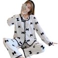 thumbnail image 5 of Pijama de mujer otoño e invierno con lazo tipo cárdigan de franela traje de dulce hogar, 5 of 5