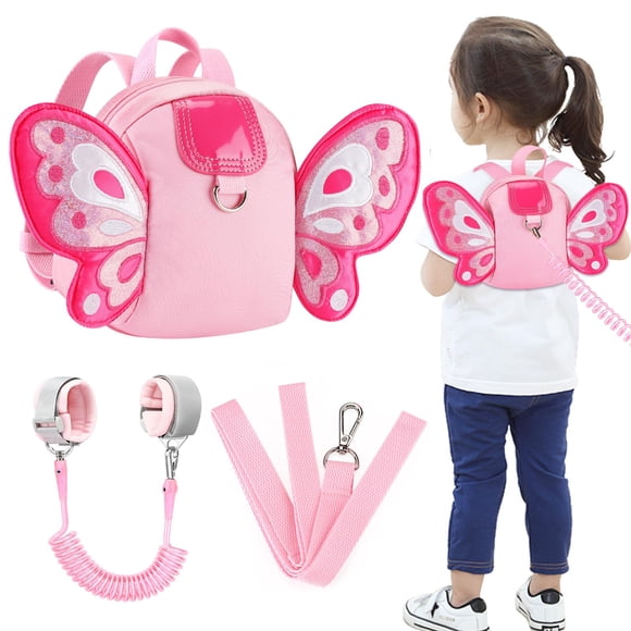 Mochila tipo arnés Accmor Cute Butterfly con correa para niños pequeños, color rosa