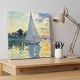 thumbnail image 4 of Sailing Sailboat Canvas Wall Art for Living Room Bedroom Bathroom, Oil Painted Sunset Ocean Houses Canvas Art Wall Decor, Artwork for Walls Home Office Decor, 8"x8", 4 of 9