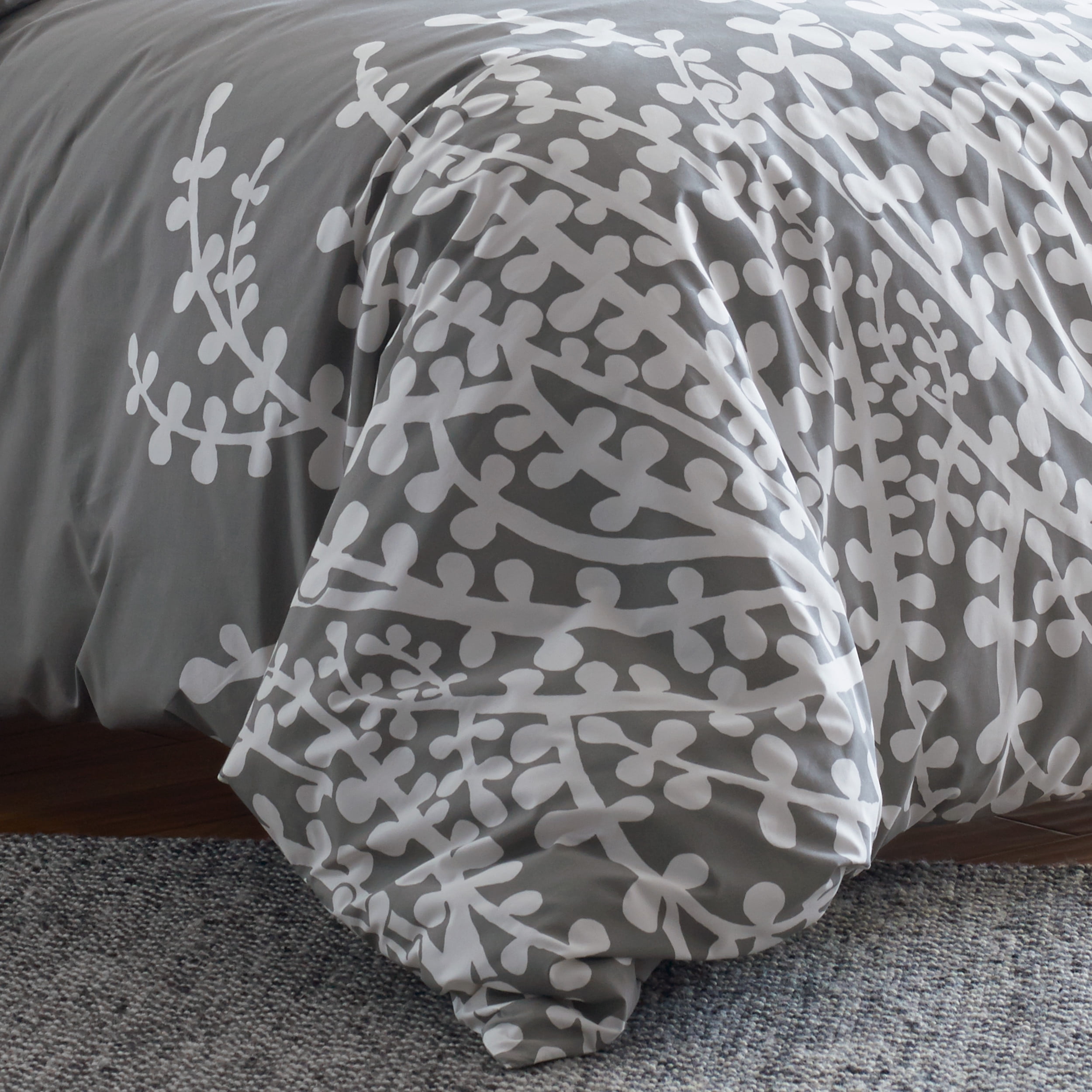 City Scene Branches Cotton Grey 3 Piece Duvet Cover Set-Full/Queen