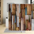 thumbnail image 3 of Vintage Old Wooden Plate Shower Curtain Brown Geometric Stripes Bathroom ration Bathtub Screen Curtains Set Polyester Fabric, 3 of 7