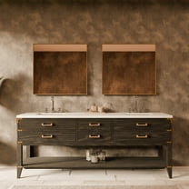 Norwalk 84 in W x 22 in D Black Oak Double Bath Vanity and White Quartz Top