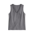 thumbnail image 5 of PNTUTB Summer Fashion Tops for Women's Sleeveless Tank Tops Solid-Color V-Neck Lace-Up Top Loose Breathable Comfortable Casual Tank Tops, 5 of 6