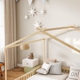 thumbnail image 6 of Bellemave Double Twin Floor Bed for 2 Kids, Wood Montessori Floor Bed Frame with Safety Guardrails, Low‑Profile House‑Shaped Design, No Box Spring Needed for Toddlers Boys and Girls Teens, Natural, 6 of 13