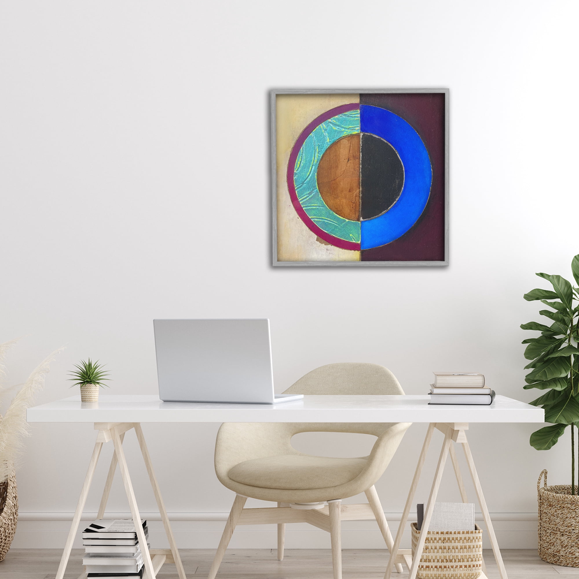 Stupell Industries Nautical Split Circle Gray Framed Giclee Art, design by Matthew Finger