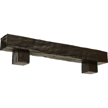 

Ekena Millwork 4 H x 4 D x 72 W Riverwood Faux Wood Fireplace Mantel Kit w/ Alamo Corbels Burnished Mahogany