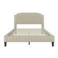 thumbnail image 5 of YYAo Platform Bed Frame, Modern Linen Curved Upholstered Platform Bed , Solid Wood Frame , Nailhead Trim, Beige (Queen), 5 of 6
