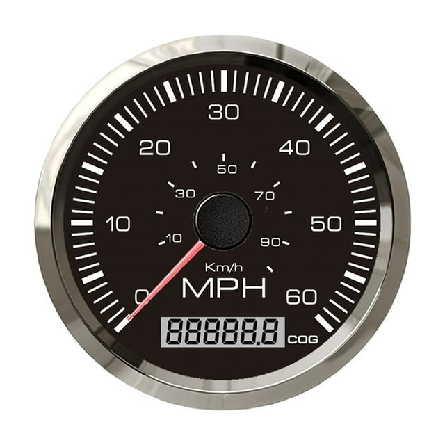Universal 35 MPH 60 MPH 80 MPH GPS Compteur de Vitesse Direction Numérique 85mm Style Britannique Rétroéclairage Rouge Jaune pour Voiture Bateau, Compatibilité Universelle