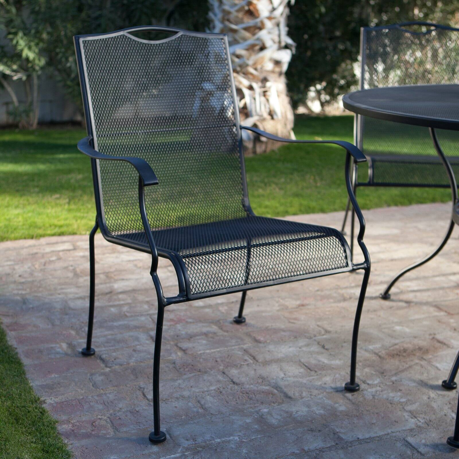 Belham Living Stanton Wrought Iron Dining Chair By Woodard Set Of 4 Textured Black Walmart Com Walmart Com