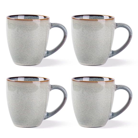 AmorArc Ceramic Coffee Mugs Set of 4, 12oz Stoneware Coffee Mugs Set For Dad Mom Women MEN, Light Weight Coffee Cups for Latte/Tea/Beer/Hot Cocoa, Dishwasher & Microwave Safe,Green Wheat