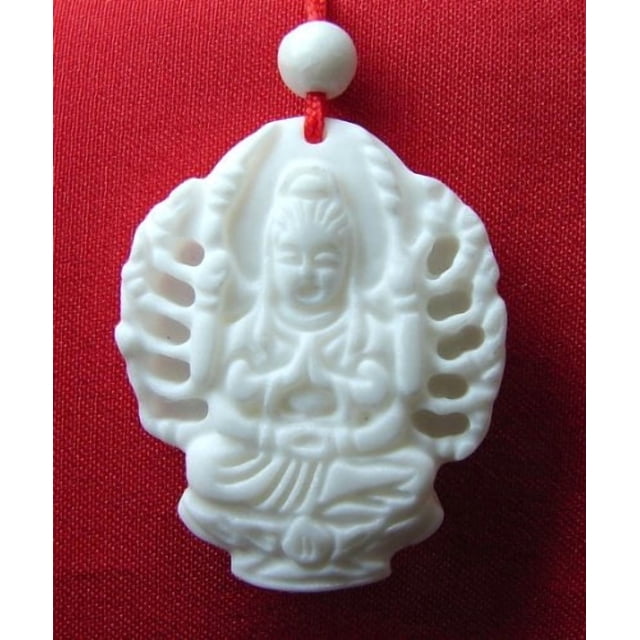 Collar Feng Shui Import Coral Blanco Kwan Yin