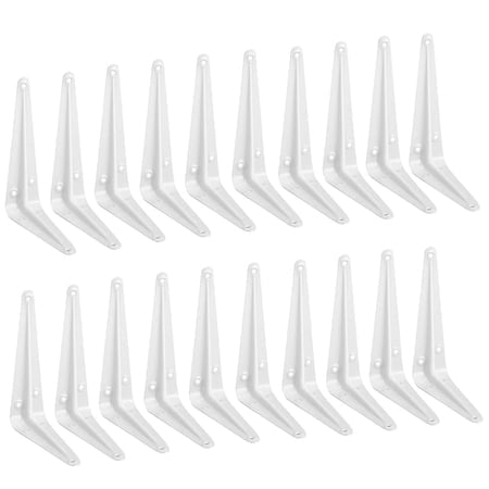 Lot de 20 Supports d'Étagère 4 Pouces Blancs, Équerres en L en Acier Métal Robustes pour Étagères, Équerres en J pour Coin d'Ange Mural pour Panneau de Bois