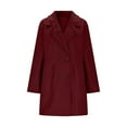 thumbnail image 4 of Mid Length Trench Coat Womens Dressy Casual Wool Blend Jacket with Faux Fur Notched Collar Double Breasted Overcoat (2XL, Wine), 4 of 7