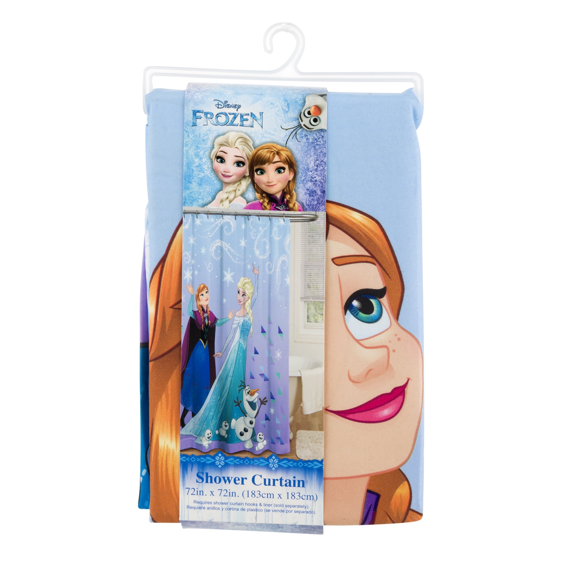 New Disney Frozen Fabric Shower Curtain Elsa Anna Olaf 72" x 72" 100% Polyester 