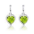 thumbnail image 1 of JeenMata Pendientes con Forma de Corazón Eterno de 1,25 Quilates (Peridoto, Piedra Natal de Agosto) Bañados en Oro Blanco de 18 K sobre Plata, 1 of 7