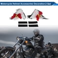 thumbnail image 2 of Accesorios para Casco de Motocicleta Decoración Orejas de Gato Triangulares con Lazo Rojo para Cascos de Motocicleta Bicicleta Esquí Negro Blanco Pegatina de Peluche 2 Juegos, 2 of 6