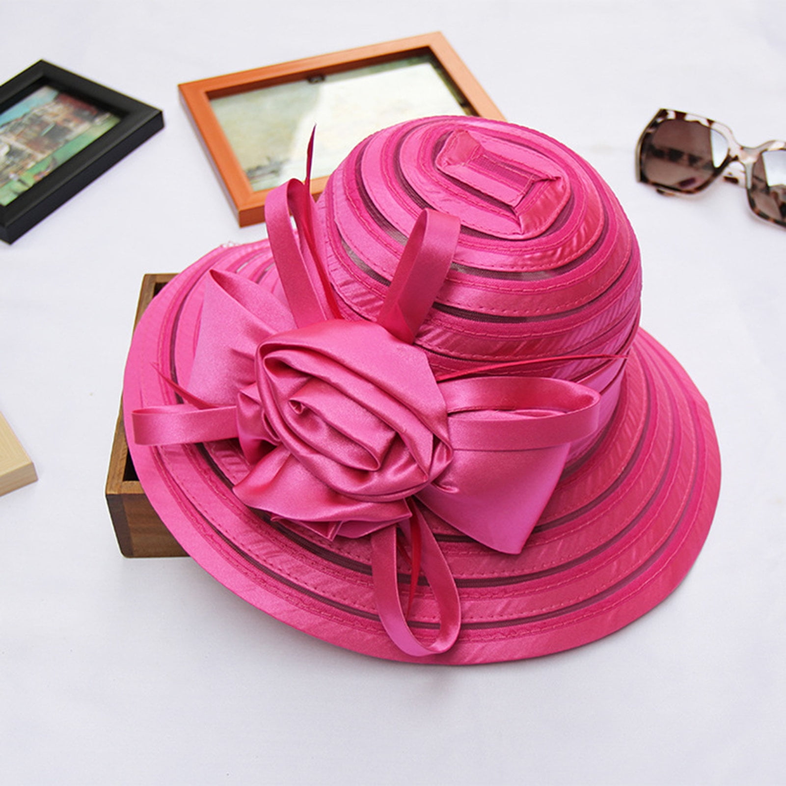 Meidiya Lady Derby Hat Floral Organza Church Bucket Hat 
