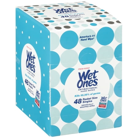 (2 pack) Wet Ones Antibacterial Hand Wipes Singles, Fresh Scent, 48 Ct (Best Wet Wipes For Backpacking)