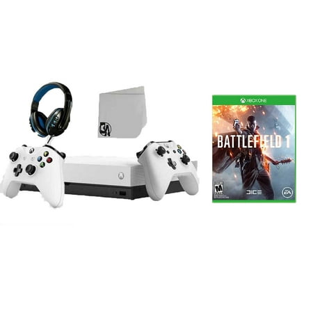 Microsoft Xbox One X 1TB Gaming Console White with 2 Controller Included with Battlefield 1 BOLT AXTION Bundle Like New