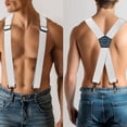 thumbnail image 3 of KAMBERFT White Heavy Duty X-Back Suspenders for Men, 1.4 inch Wide Adjustable Elastic Straps, 3 of 5