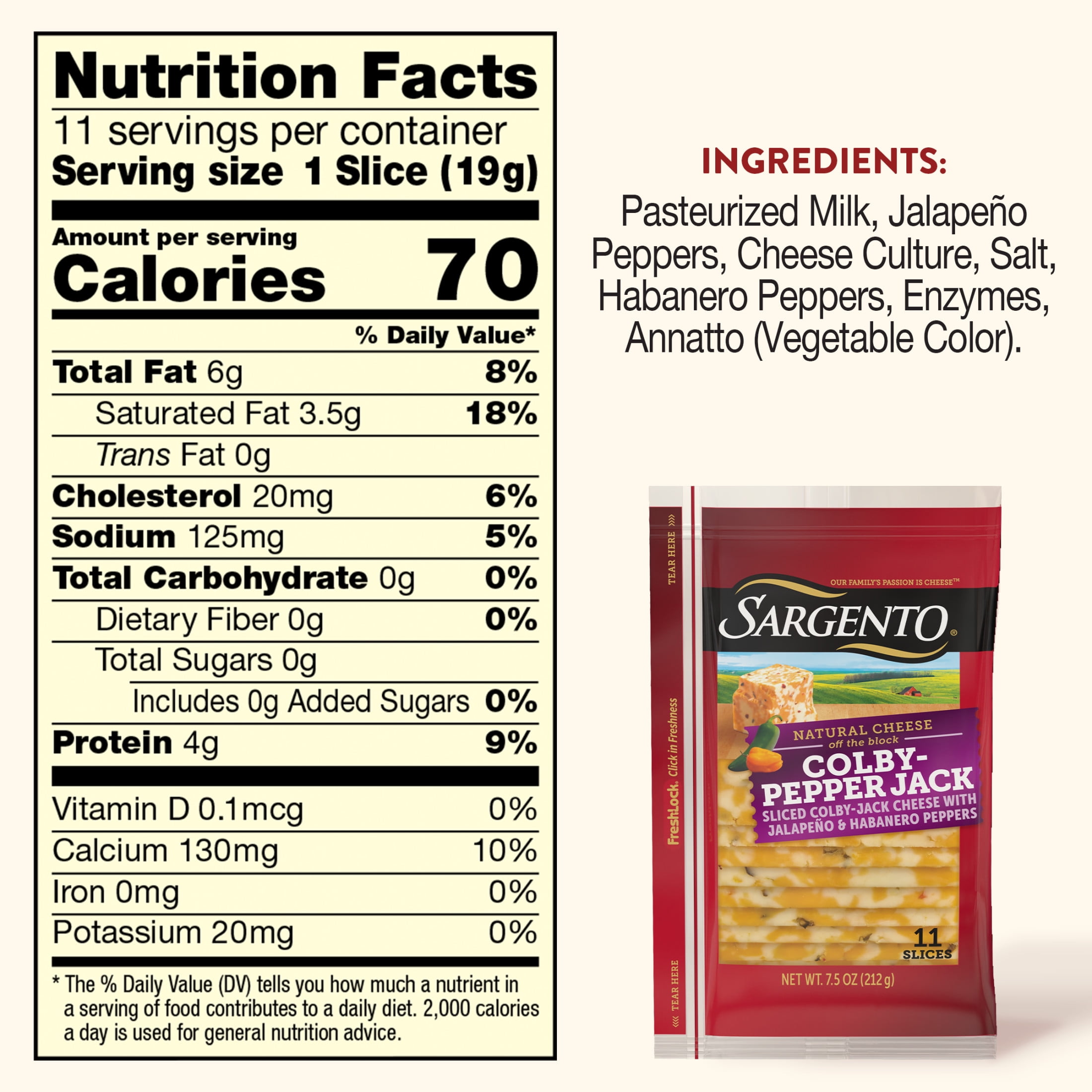 Sargento® Sliced Colby-Pepper Jack Natural Cheese, 11 Slices