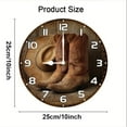 thumbnail image 5 of Soliyoahee Western Cowboy Hat and Boot Wall Clock 10inch Wooden Round Modern Art Clock Silent Non-Tick Battery Powered for Home Kitchen Bedroom Bathroom, 5 of 6