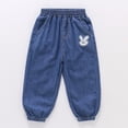 thumbnail image 6 of UJNDER Girls Denim Pants Lightweight Soft Loose Fit Casual Long Trousers for Toddler and Kids with Comfortable Fabric Girls Pants,Dark Blue,5-6 Years, 6 of 6