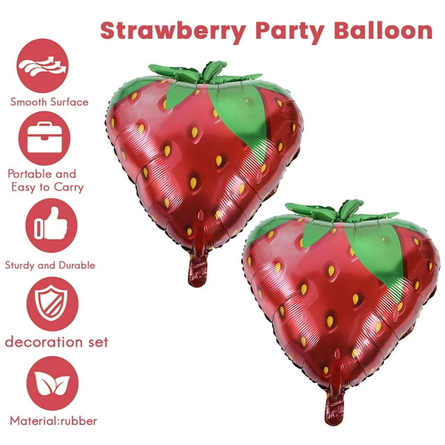 Kit Arche de Guirlande de Ballons Fraise 92 Pcs Décoration de Rassemblement Fraise Ballons en Aluminium à Pois Rouges Roses Fraise