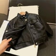 thumbnail image 3 of Efsteb Jackets for Girls Faux Leather Jacket Kids Toddler Motorcycle Jacket Long Sleeve Zipper Vintage Biker Coat Outerwear (Black,10 Years), 3 of 7