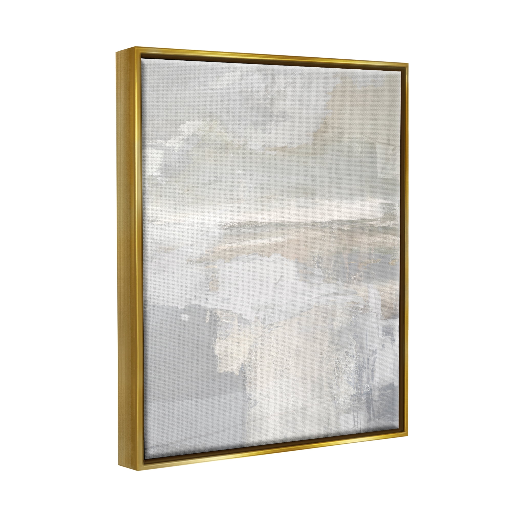 Stupell Industries Muted Abstract Painting Abstract Painting Gold Floater Framed Canvas Art Print Wall Art, 17 x 21