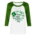 thumbnail image 5 of JTZGDY Plus Size St. Patrick's Day Tops for Women Dressy Casual Raglan 3/4 Sleeve Green Gilter Shamrock Print Round Neck Graphic T-Shirts Trendy Oversized Holiday Outfit Clothes Green#02 S, 5 of 5
