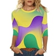 thumbnail image 2 of Ladies Mardi Gras Tops Funny Graphic Crew Neck Tee Shirts Lightweight 3/4 Sleeve New-Orleans Party Pullover Soft Fat Tuesday Outfits 2026, 2 of 7