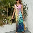 thumbnail image 3 of Mermaid Fish Scales Sleeveless Dress Woman Fashion Long Dresses Women's Summer Suit Dress 2025, 3 of 7