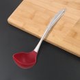 thumbnail image 1 of 12.6" Silicone Soup Ladle Comfortable Stainless Steel Hand Kitchen Scoop Utensil Cooking Supplies Red, 1 of 7