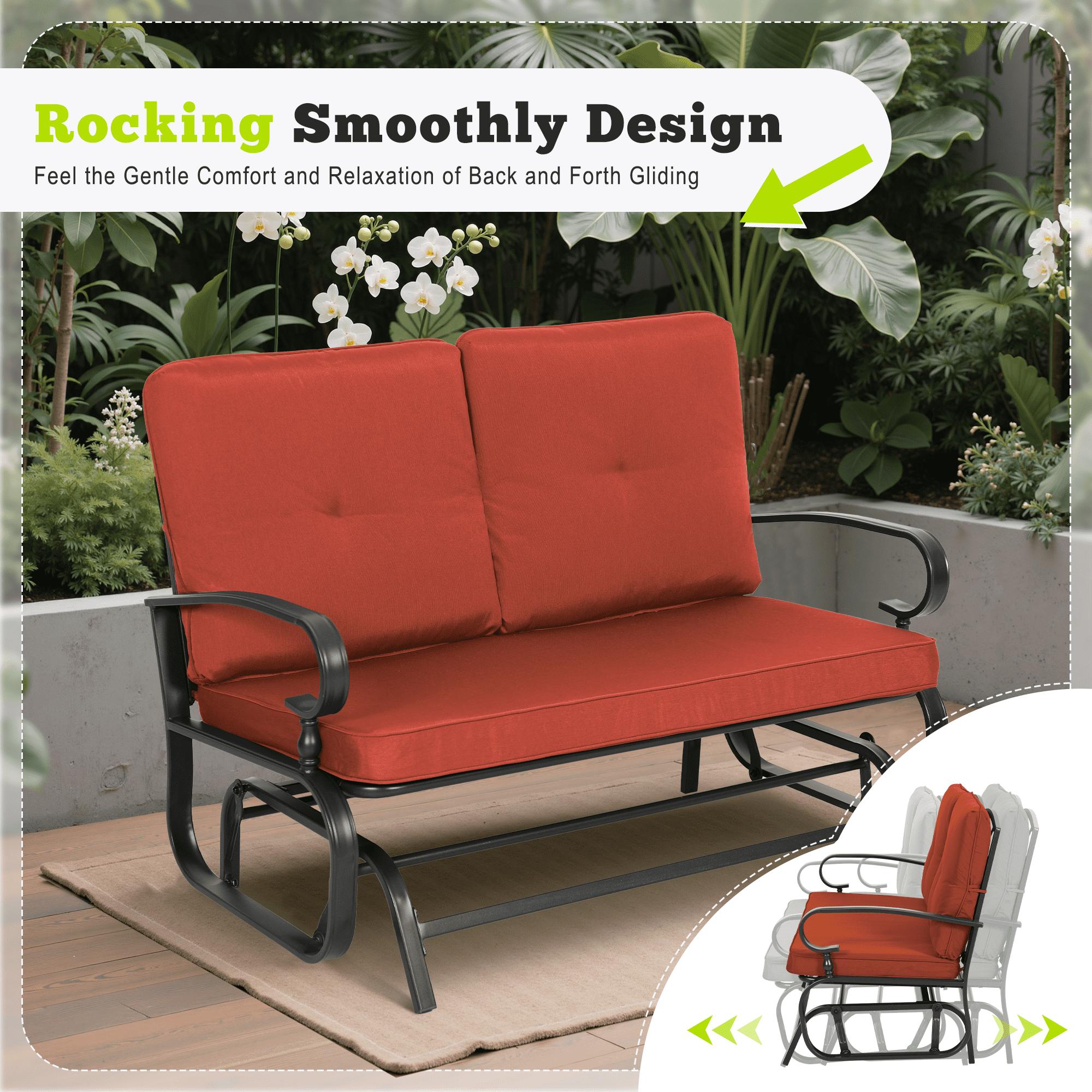 SUNCROWN 5-Piece Patio Furniture Set Outdoor Metal Conversation Set, Red