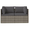 thumbnail image 2 of vidaXL 2-Seater Garden Sofa with Cushions Grey Poly Rattan, 2 of 5