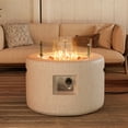thumbnail image 4 of VENTOPYR Outdoor Propane Fire Pit Table w Terrazzo White Faux Stone 25.6-inch Round Base, 40,000 BTU Stainless Steel Burner, Wind Guard, Free Lava Rocks and Rain Cover, 4 of 8