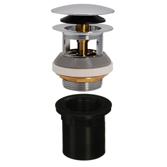 Westbrass Integrated Overflow Coarse Thread Tip-Toe Drain with ABS Adapter, Polished Chrome