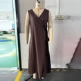 thumbnail image 6 of Dvprdro V Neck Sleeveless Wrap Tie Front Cotton Linen Maxi Dress for Women Loose Fit A Line Summer Vacation Casual, 6 of 7