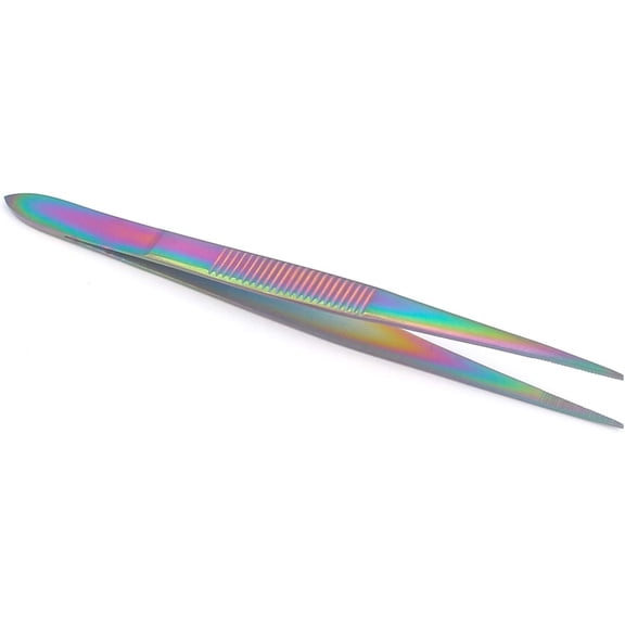 XTRM CRAFT Splinter Tweezers 4.5" Rainbow - Stainless Steel Craft Tweezers for Delicate Tasks, Multicolor Fine-Pointed Tweezers - For DIY Enthusiasts