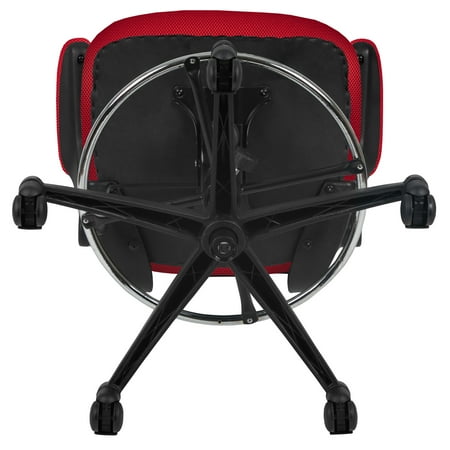 Flash Furniture - Mid-Back Mesh Ergonomic Drafting Chair with Adjustable Foot Ring and Flip-Up Arms - Red Mesh