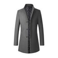 thumbnail image 2 of guisaled Mens Trench Coat Wool Slim Fit Notched Collar Solid Thicken Long Jacket Overcoat Single Breasted Casual Pea Coats, 2 of 5