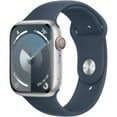 thumbnail image 1 of Restored Apple Watch Series 9 [GPS, 45mm] - Silver Aluminum Case with Storm Blue Sport Band, M/L (Refurbished), 1 of 1