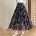 thumbnail image 3 of Aayomet Plus Size Skirts for Women Elastic High Waist Pattern Three Layer Mesh Large Swing Skirt (D, L), 3 of 5