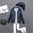 thumbnail image 4 of Ogiraw Puffer Jacket Womens Women's Winter Thin and Light down Coat Casual down Coat Slim Quilted Jacket with Detachable Hat Womens Puffer Coat Navy L, 4 of 6