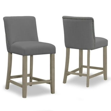 Glamour Home Aleco 24.88"H Modern Fabric Counter Stools in Gray (Set of 2)
