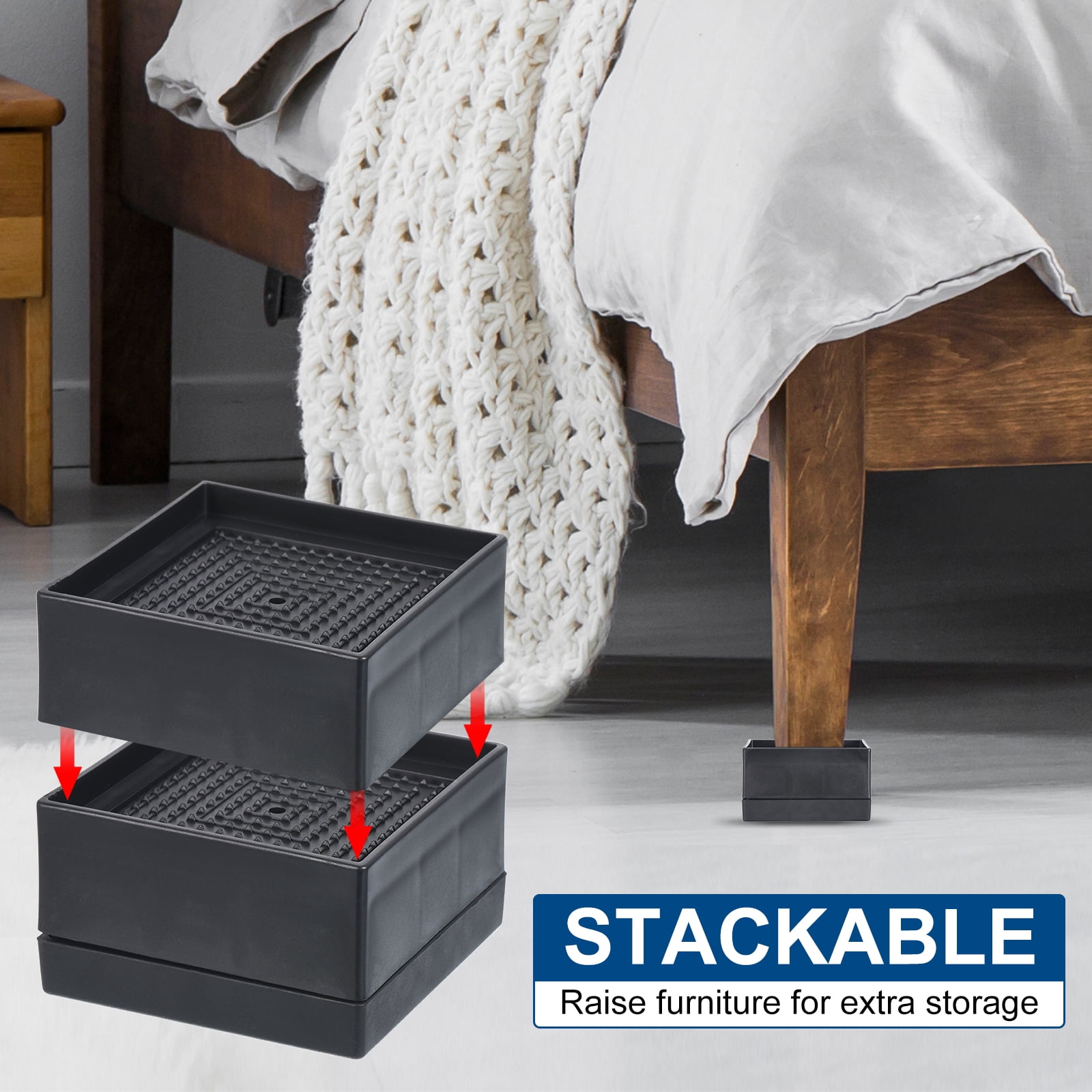 Unique Bargains Adjustable Bed Risers Non-Slip Mat Supports 1300Lbs 1.5mm