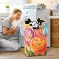 thumbnail image 5 of Yayeee Freestanding Laundry Hamper with Handle Collapsible Large Storage Basket for Clothes, Pink Abstract Floral, 5 of 7