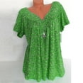 thumbnail image 3 of TANGNADE Blouse à Manches Courtes Col en V pour Femmes Grande Taille, Vert + S, 3 of 5